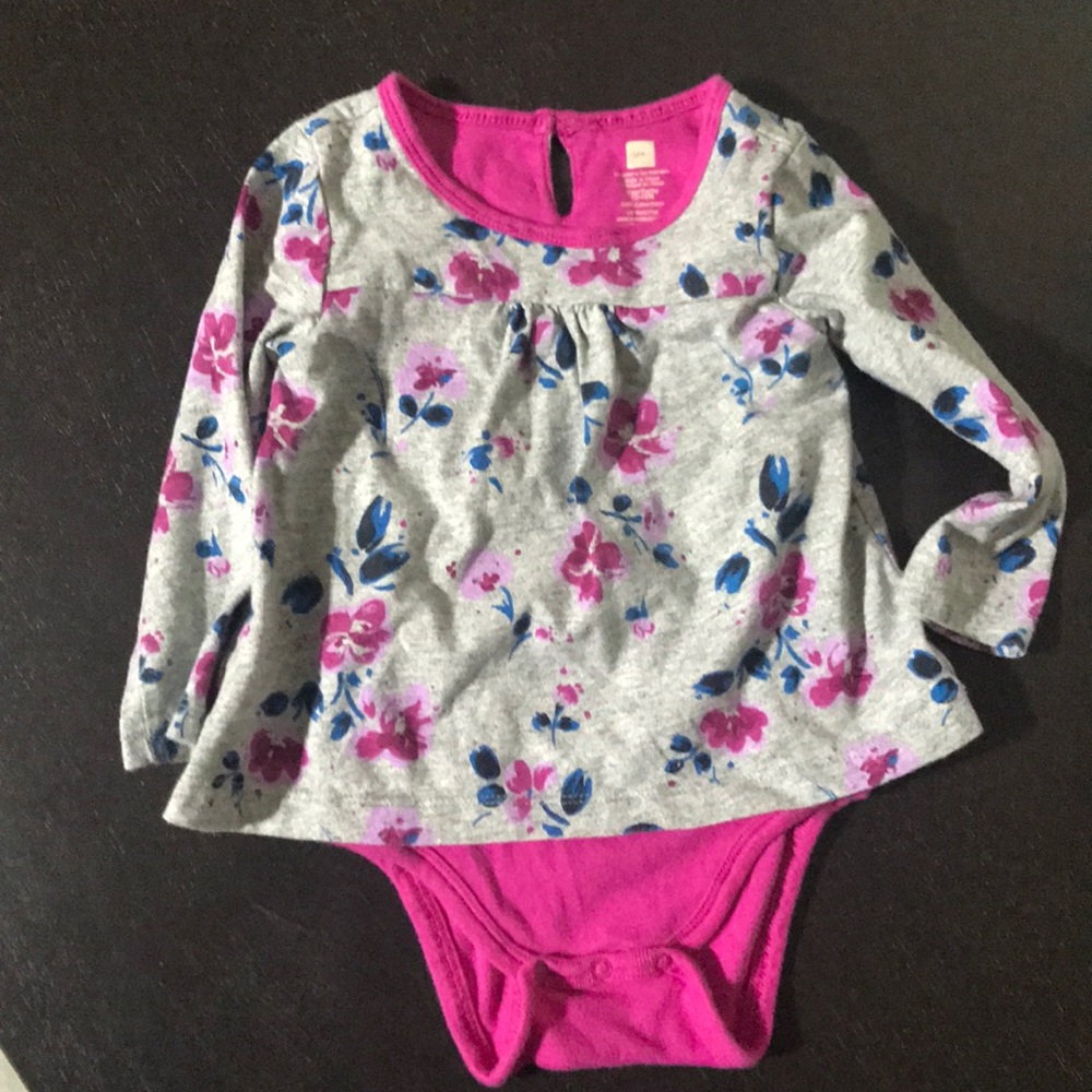 Tea Collection Floral shirt with onesie (12-18mo)